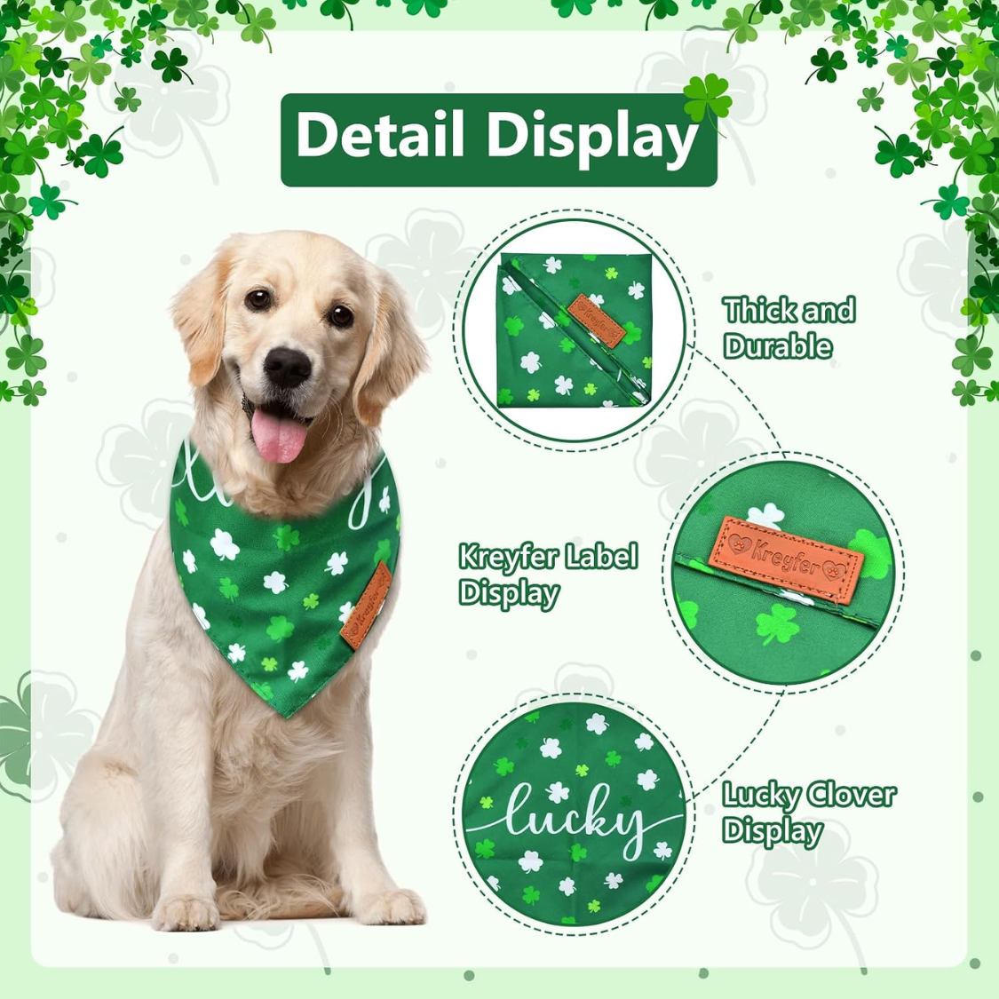 2 Piezas de Pañoletas Para Perro del Día de San Patricio, Bufanda Triangular Reversible de Doble Cara — imagen 2