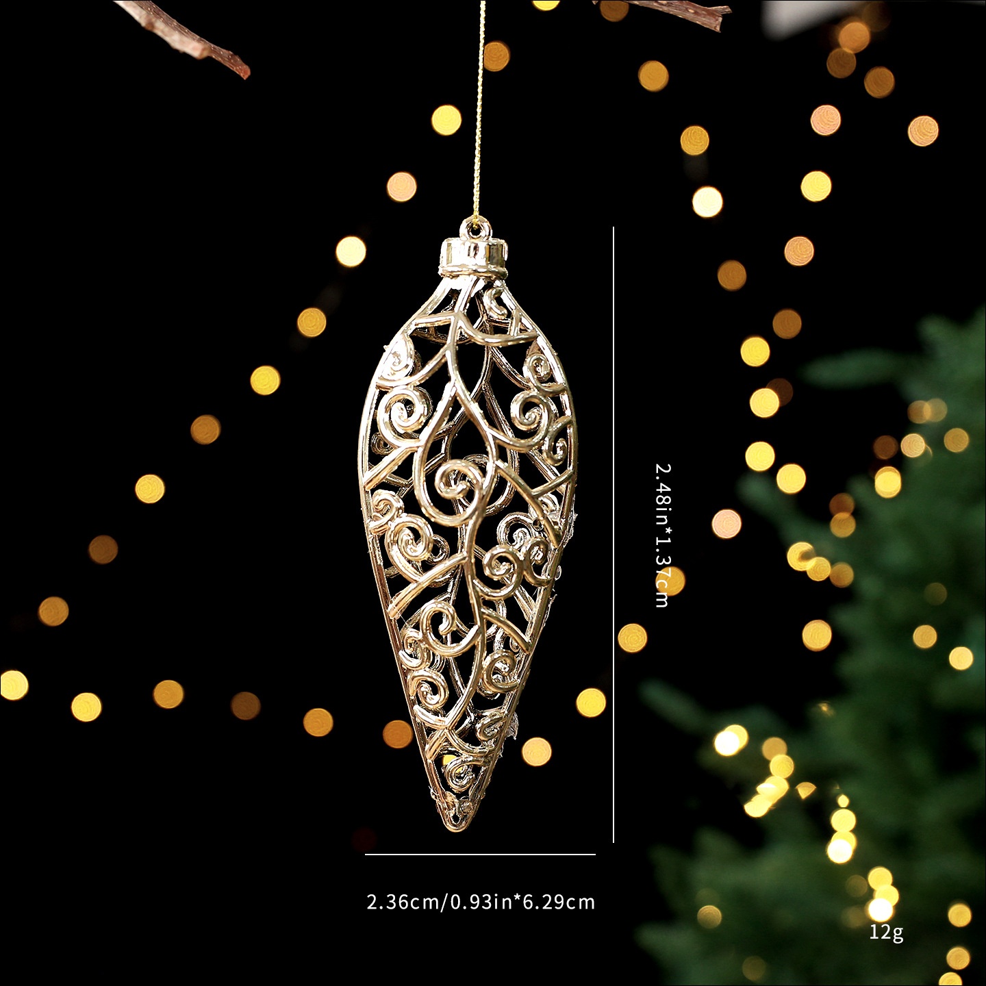 Festive Gold Plated Christmas Tree Ornament Accessories Snowflake Deer Holiday Decoration Hanging Decor — image 12