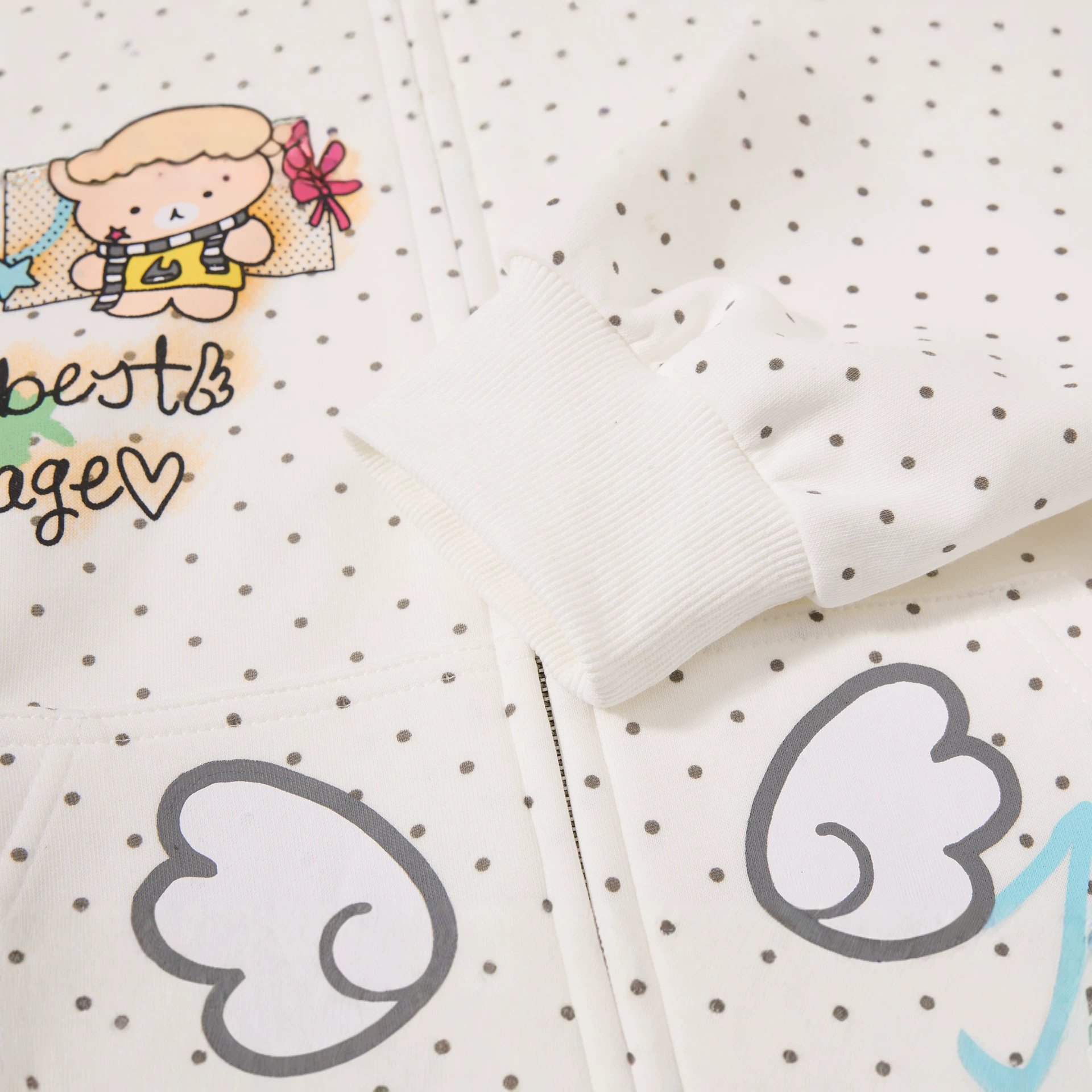Women's Hooded Cardigan Sweatshirt with Cat Ear Details and Fun Cartoon Polka Dot Print — image 4
