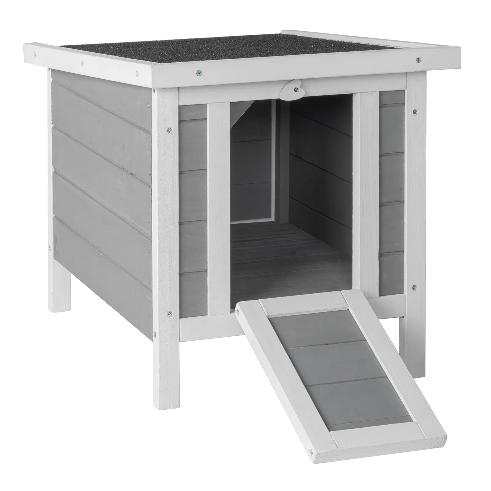 20" Wooden Waterproof Rabbit Hutch Pet Bunny Small Animal House Habitat Gray — image 4
