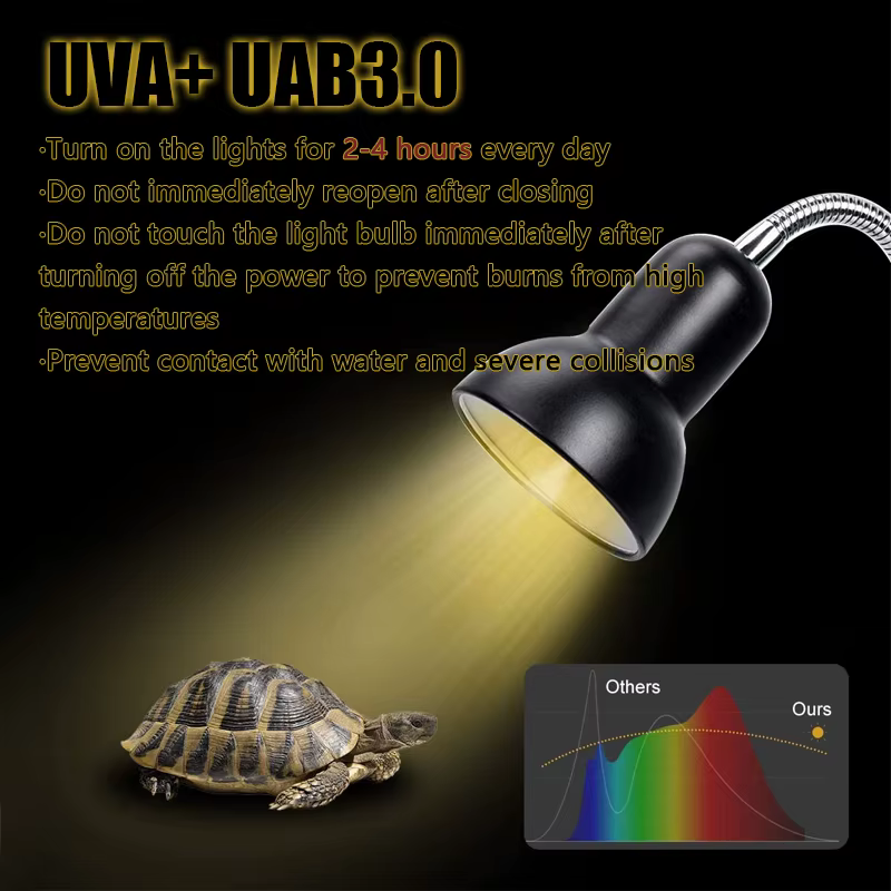 Soporte de lámpara de calefacción para reptiles con luz UVA UVB rotatable punto de calor simulación del sol para tortuga lagarto dimmer 220-240V — imagen 4
