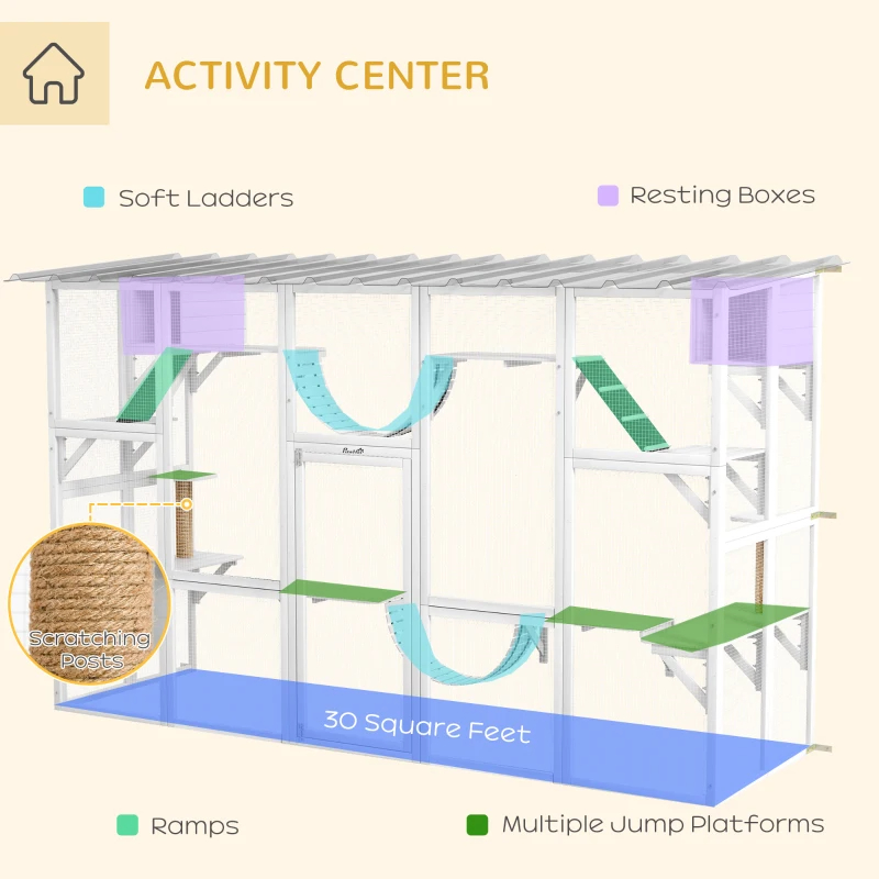 Cat Window Box, Large Catio With Shelves & Bridges, Outside Enclosure For Multiple Cats — imagen 9