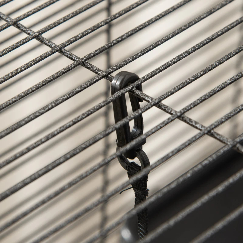 PawHut Metal Small Animal Cage Rolling Big Ferret Cage, Chinchilla Cage, Sugar Glider Cage, With Hammock & 4 Tiers, Removable Tray, Gray — imagen 6