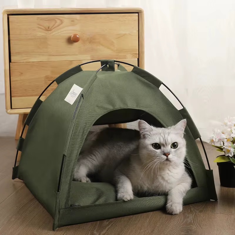Pet Tent Bed Cats House Supplies Products Accessories Warm Cushions Furniture Sofa Basket Beds Winter Clamshell Kitten Tents Cat — image 1