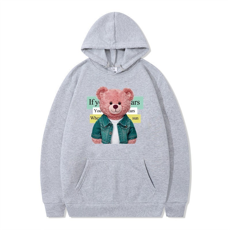 Bear Print Women's Long Sleeve Hooded Sweatshirt Bulk — image 9
