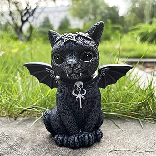 Figura de Decoración de Resina de Gato Negro y Bruja de Halloween - Ambiente Mágico y Misterioso — imagen 8
