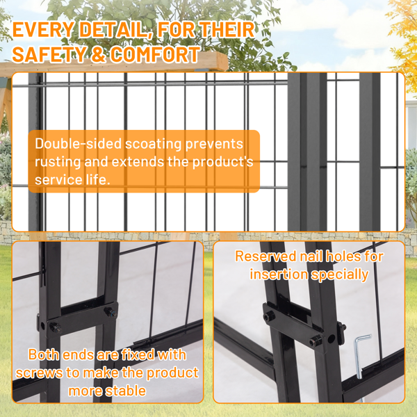 Dog Kennel Outdoor With Roof, 4.23'x5.82'x4.83' Welded Wire Enclosure, Heavy Duty Dog Crate With UV-Resistant Waterproof Cover, Double Lock & Rotating Feeder — image 2