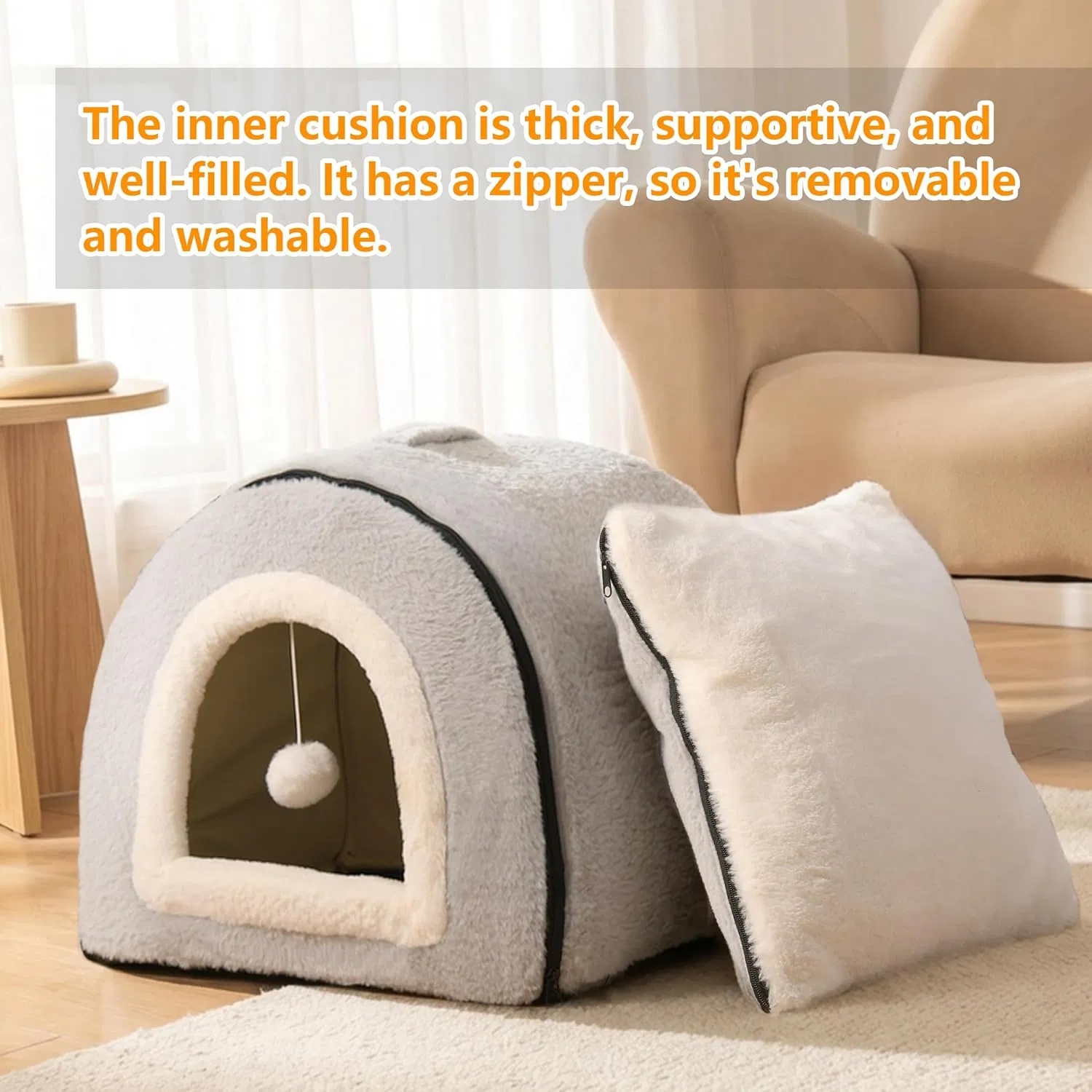 Caja de Descanso para Gatos Domésticos Reversible - Refugio Acogedor con Base Antideslizante y Resistente al Agua — imagen 13