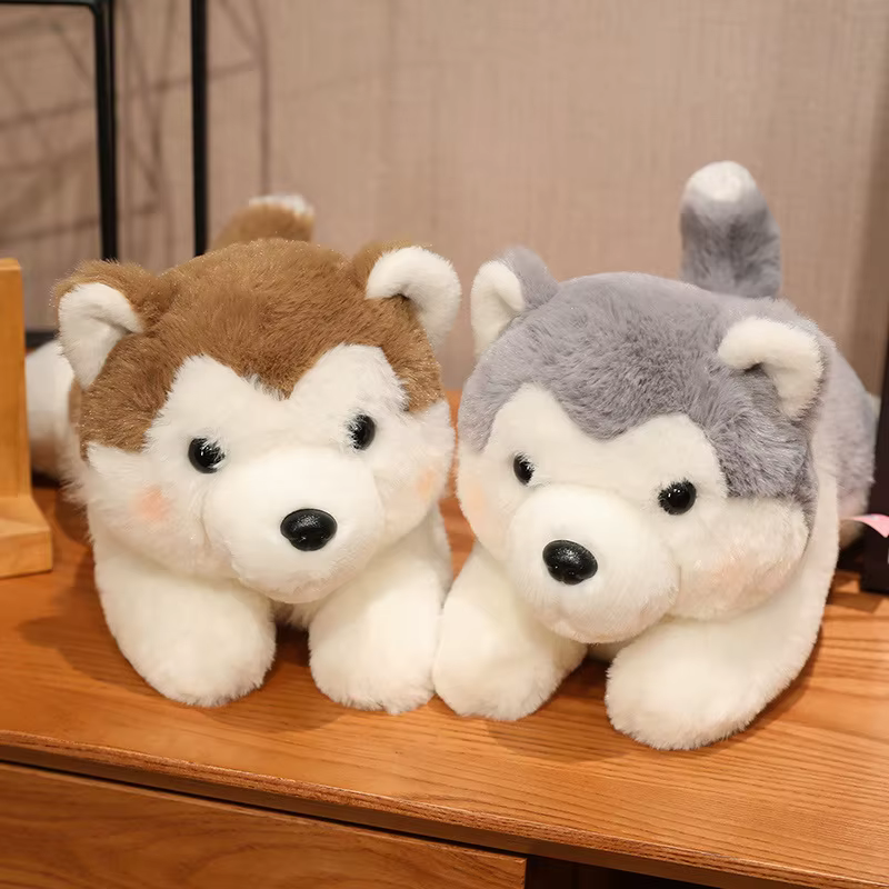 30/40CM Cute Husky Dog Plush Toy Stuffed Animal Soft Kawaii Lying Brown Pet Puppy Pillow Doll Toys for Xmas Gift — image 1