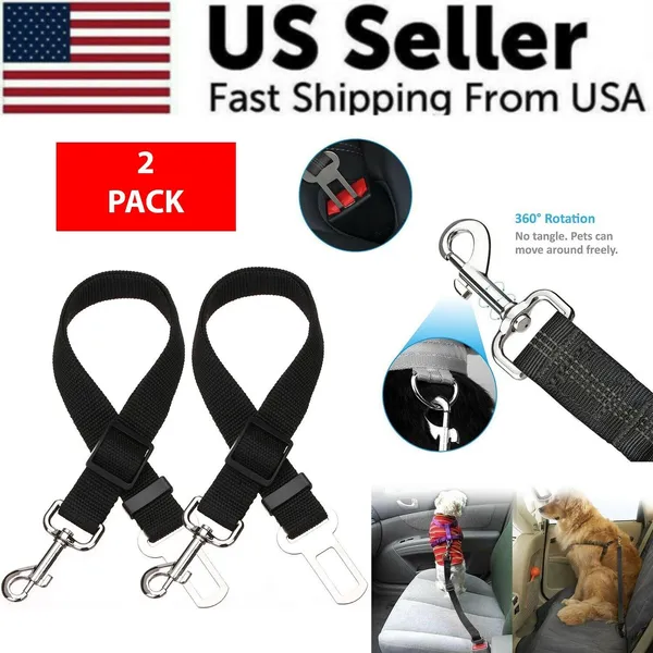 Paquete de 2 Cinturones de Seguridad para Gatos y Perros, Cinturón de Seguridad Ajustable para Vehículo con Arnés y Correa — imagen 1