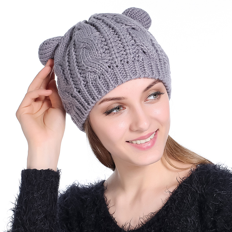 Gorro de Punto con Orejas de Gato, Otoño e Invierno — imagen 4