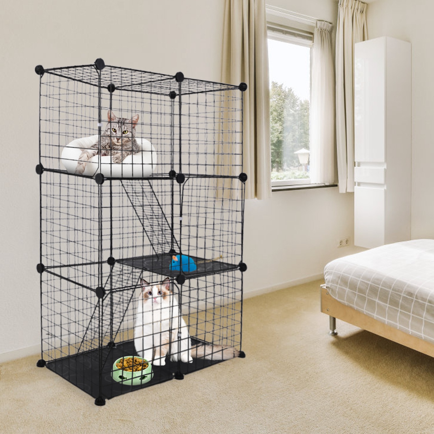 Cat Cage DIY Indoor Pet House, Small Animal House. Detachable Playpen With 3 Doors And 3 Layers, Suitable For Kittens, Puppies, Rabbits — image 7