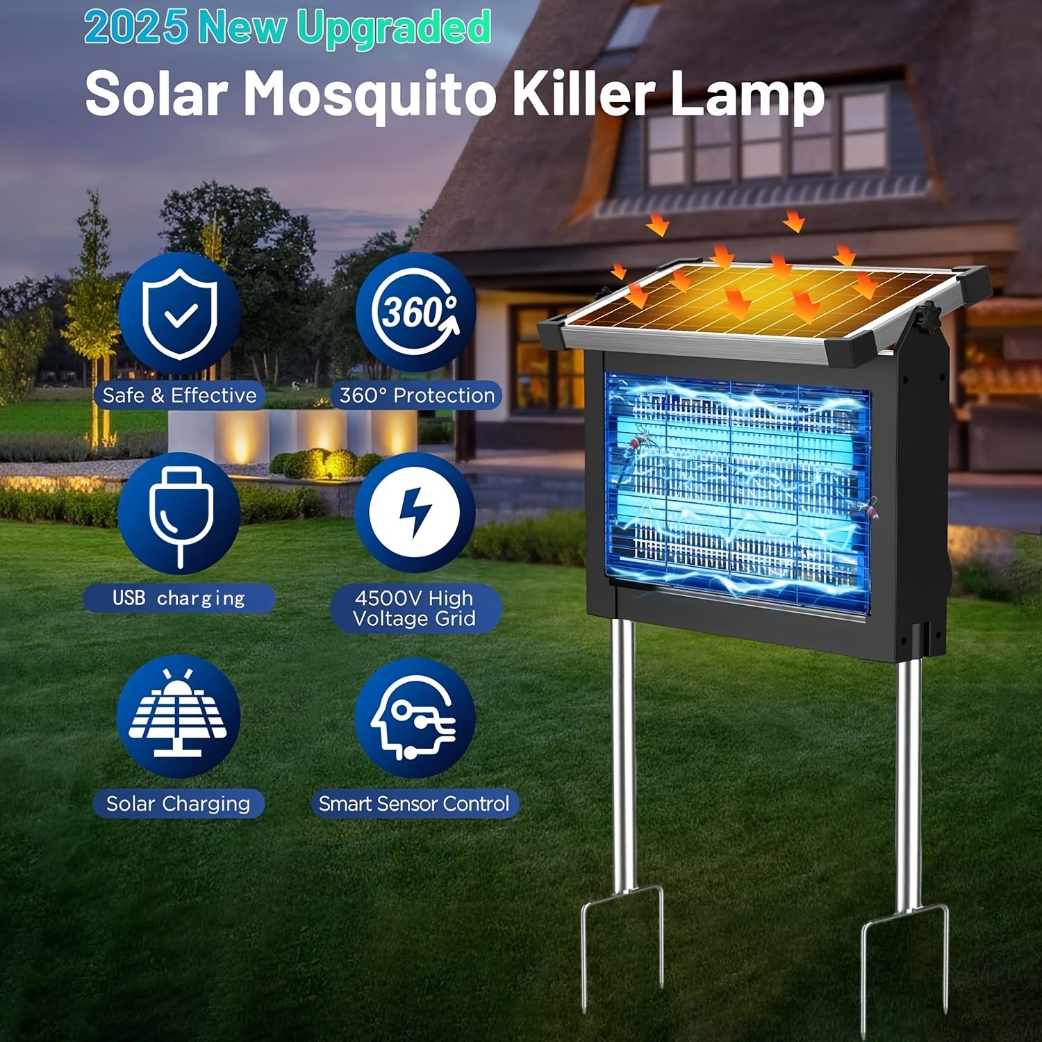 Solar Powered Bug Zapper Outdoor Zechuan Bug Zapper 4500V — image 6