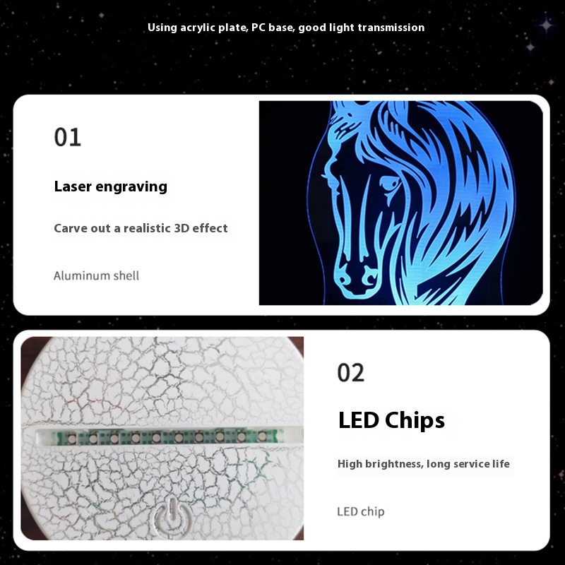 Horse Head Series Colorful Touch Remote Control 3D Table Lamp — image 8