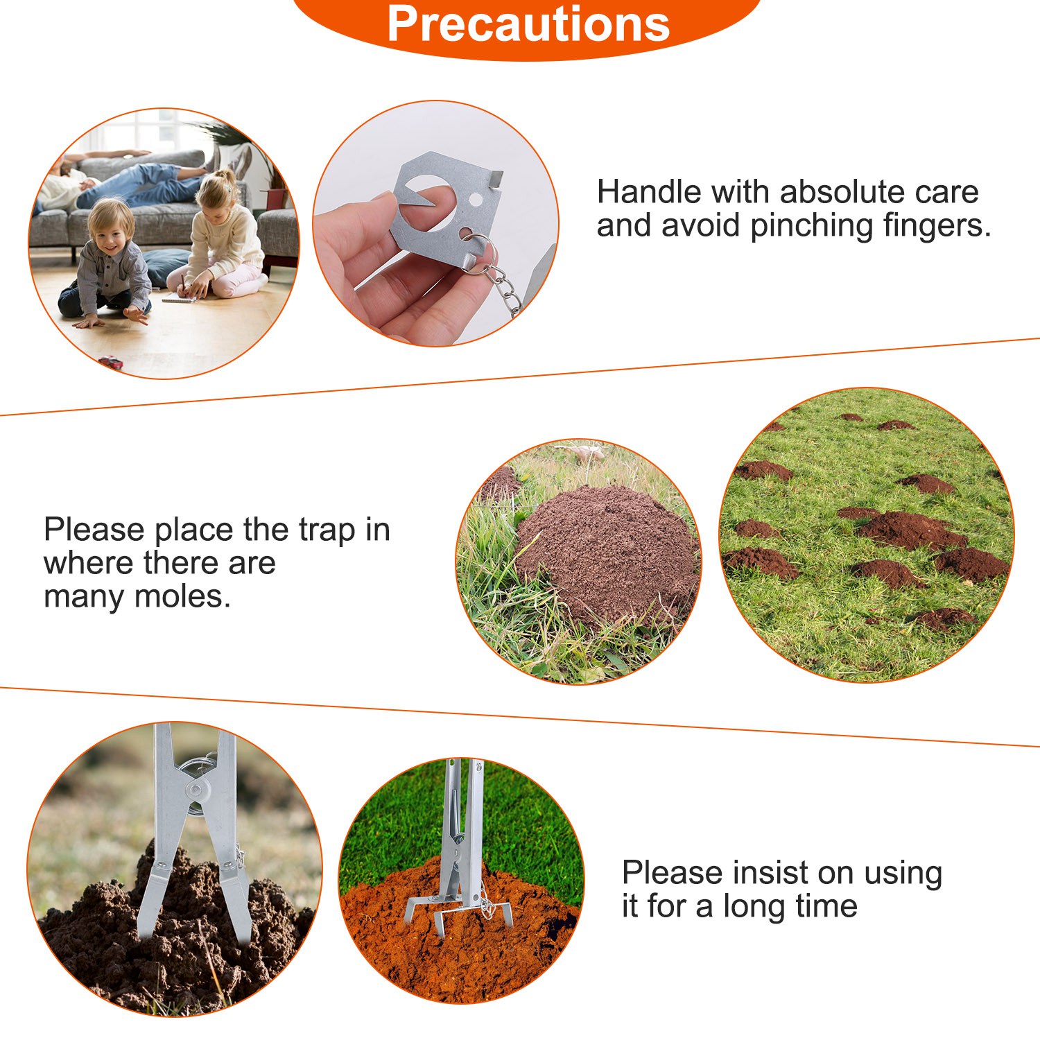 Paquete de 4 Trampas Reutilizables para Topos con Mandíbula de Tijera, Eficaces Eliminadoras de Topos, para Huertos, Jardines y Patios — imagen 5