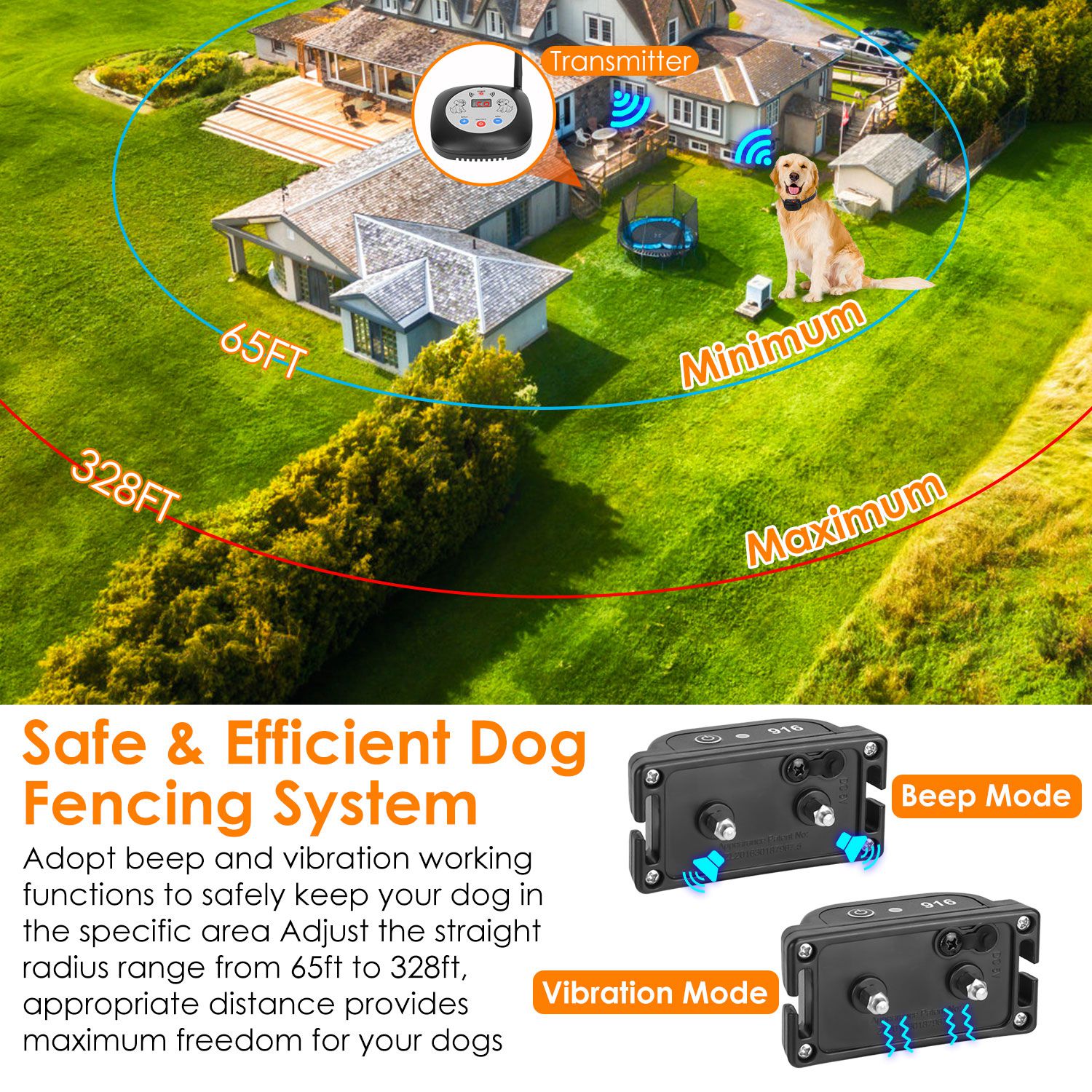 1 Juego de Cerca Eléctrica Inalámbrica para Perros de 328FT con Monitor de Ubicación GPS, Collar Receptor Recargable, Sistema de Cerca con Sonido y Vibración para Perros Pequeños, Medianos y Grandes — imagen 7