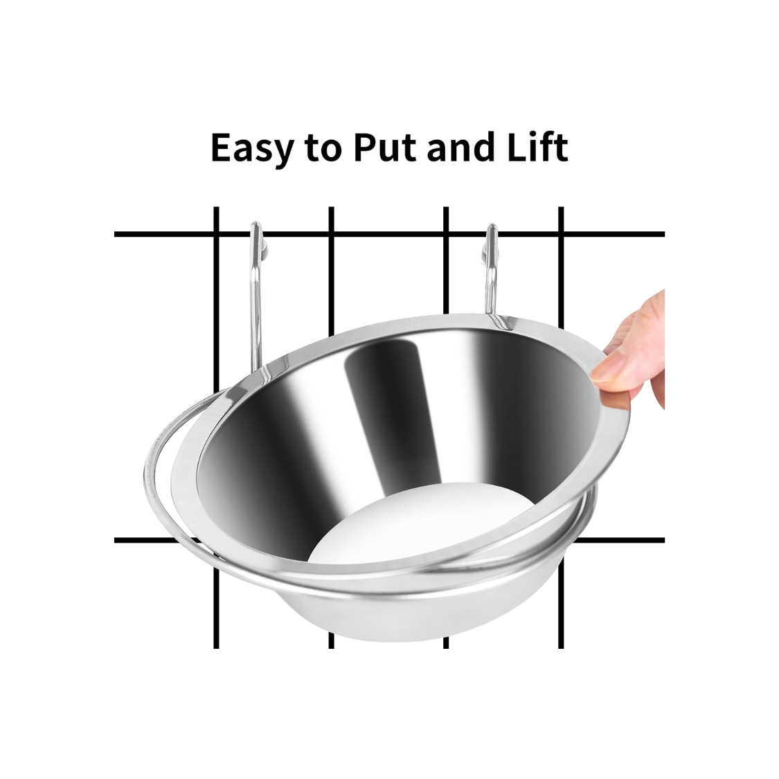 2 comederos colgantes de agua para jaula, tazones de acero inoxidable para cachorros, para jaula de perro pequeño, transportadora, catio, accesorios, comedero tipo plato colgante sin derrames para jaula de perro — imagen 6
