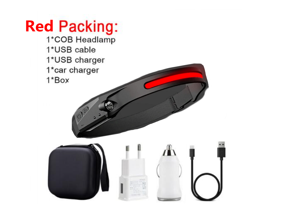 COB LED Inducción Linterna de Cabeza para Montar con Batería Recargable USB Resistente al Agua para Camping y Caza con Visión Total — imagen 4