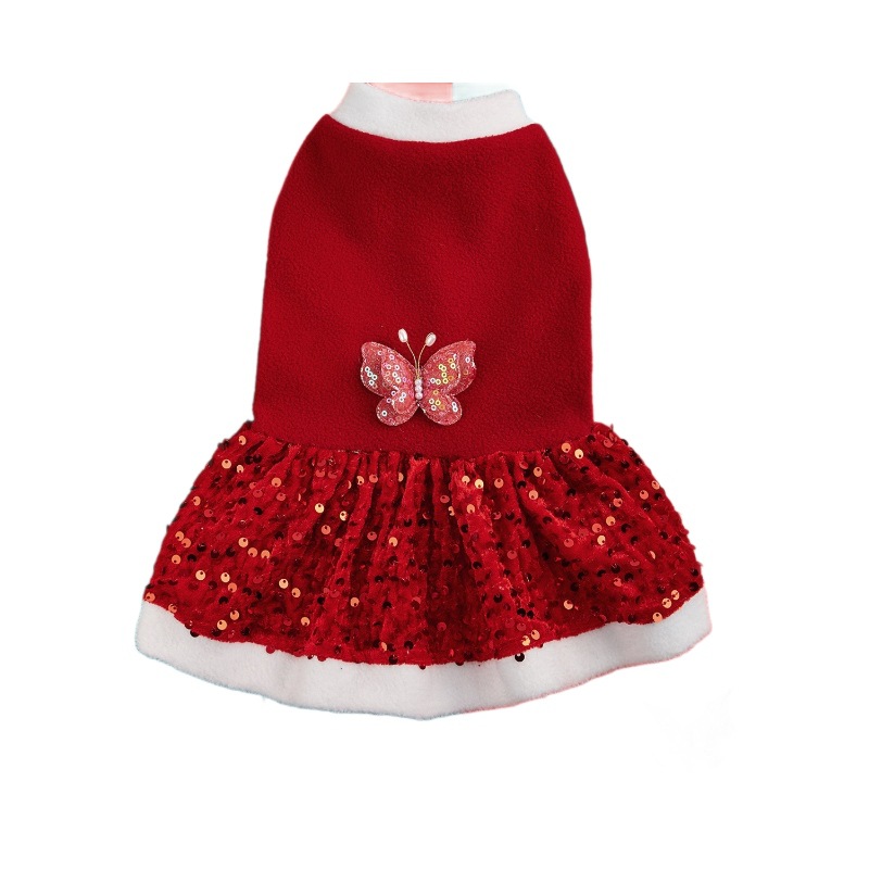 Autumn and Winter New Pet Plush Clothes Christmas Dog Dress Small Dog Teddy Dress Cat Clothes — image 5