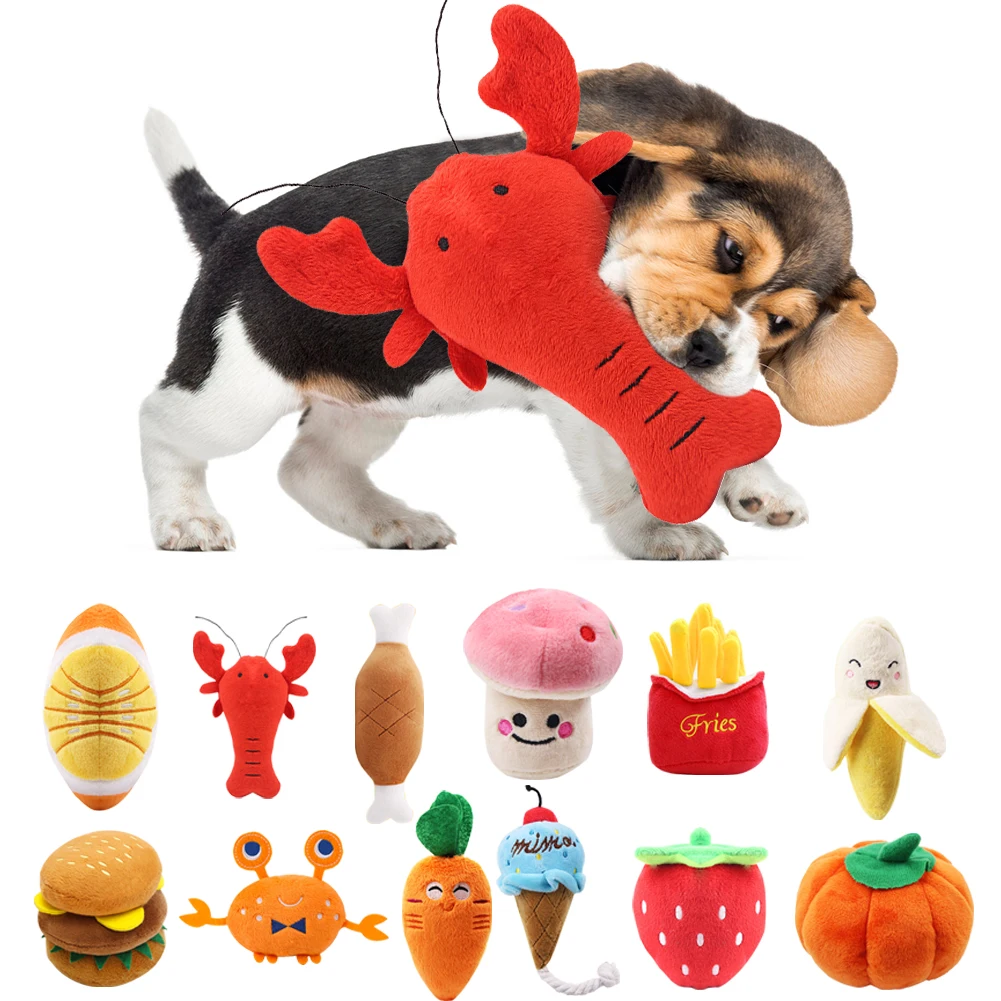 Pet Toys Fruit Animals Cartoon Dog Toy Stuffed Squeaking Cute Plush Puzzle for Dogs Cat Chew Squeaker Squeaky Toy — image 1