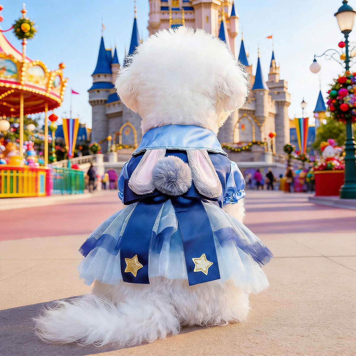 Pet Clothes Dog Clothes Cute Cat Clothing Spring Summer New Style Cute Rabbit Officer Puffy Tulle Dress Teddy — image 4