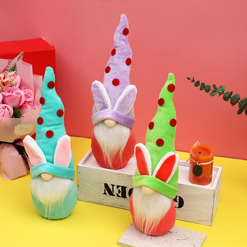 Home Decor Easter Ornaments Pointed Hat Cute Rabbit Faceless Doll Gnome Doll Ornament — image 2