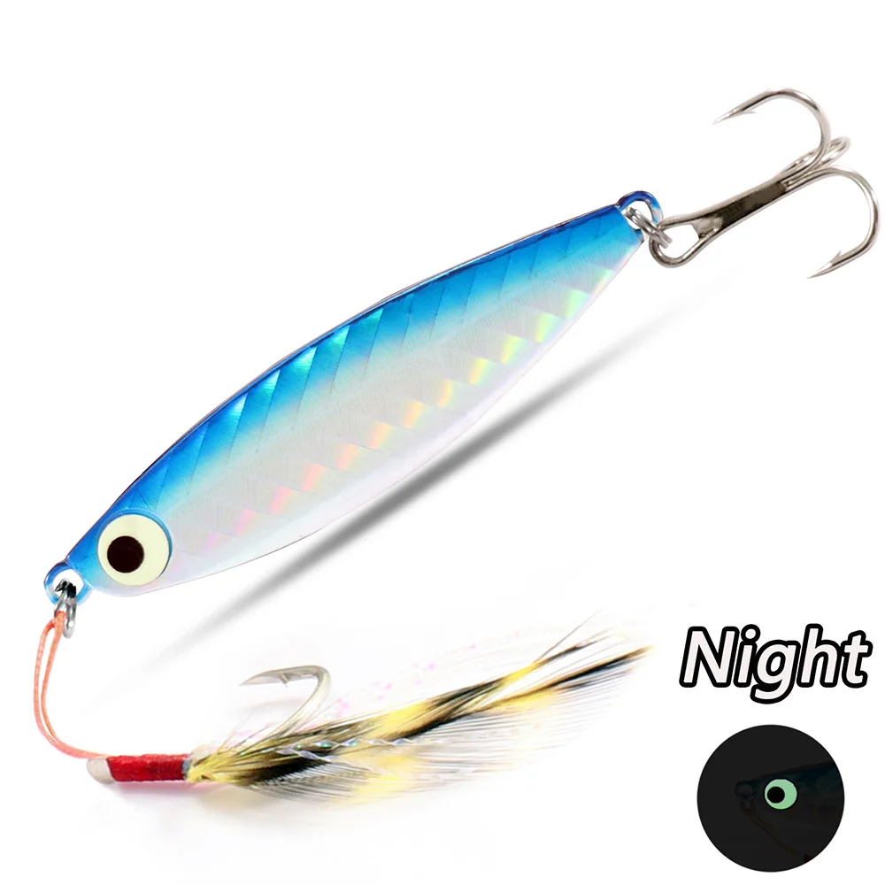 Lureras de Pesca Metálicas Ganchos de Espinela, Cucharas y Plumas con Ojo Luminoso — imagen 1