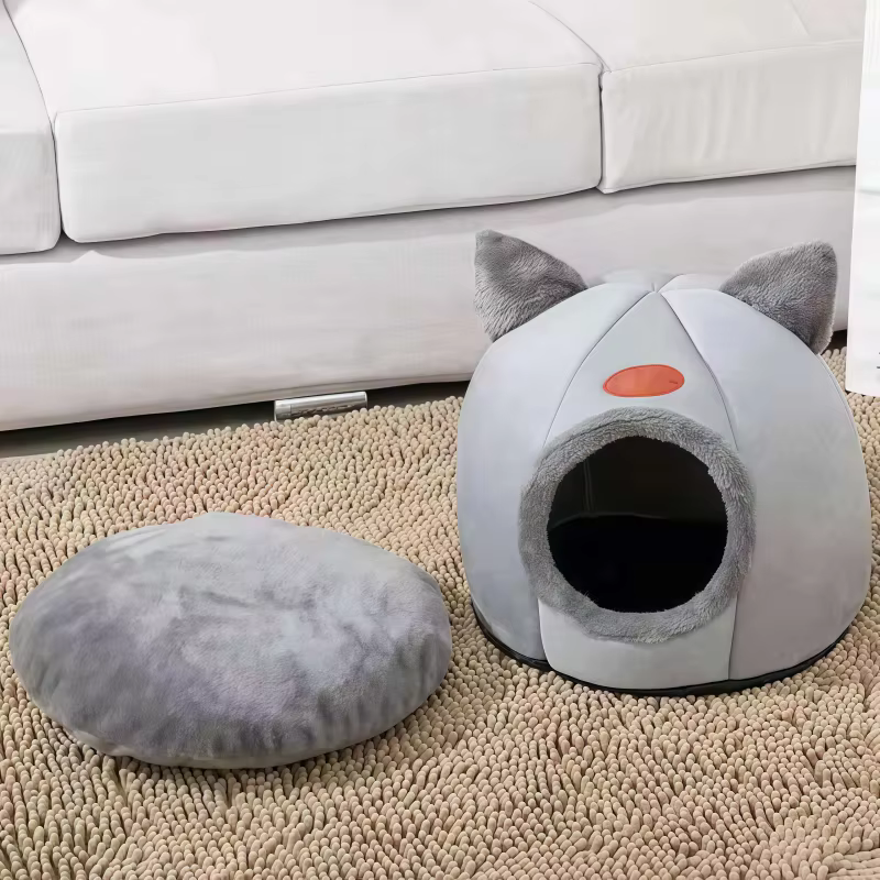 Lovely Cat Pet Dog Cat Beds Nest Deep Sleep Pets Tent Soft Comfortable Semi-enclosed Cat Nest Kennel Autumn Winter Pet Supplies — image 3