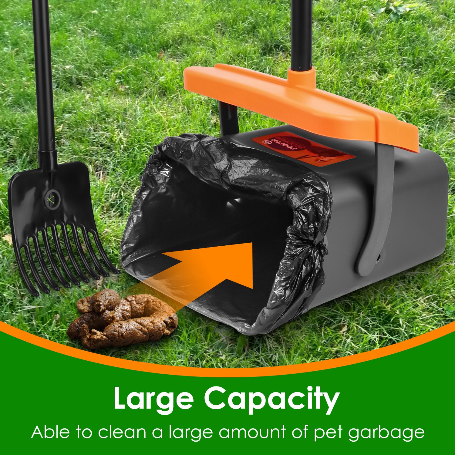 1 Juego de Kit Recogedor de Excremento para Perros Rastrillo y Bote Giratorio Herramienta Resistente para Recoger Excremento con Mango Extra Largo, 35 Bolsas de Desecho y Dispensador — imagen 8