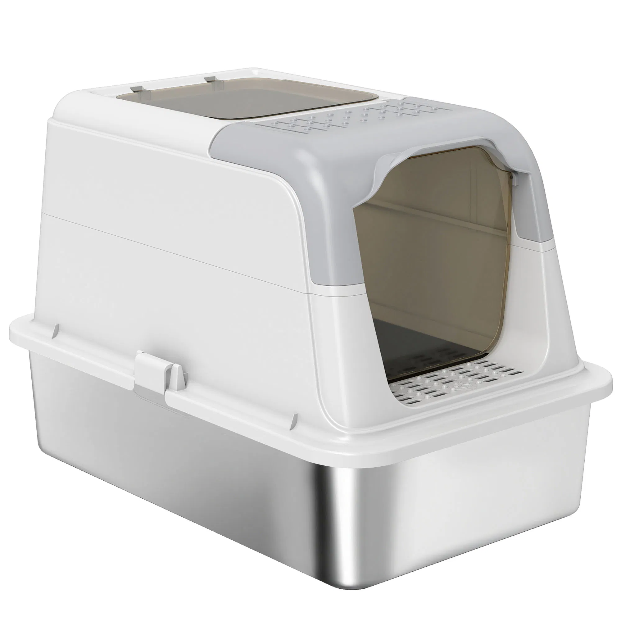 Extra Large Stainless Steel Litter Box, Enclosed Kitty Litter Box for Big Cats with Scoop, Deodorizer Bag — image 1
