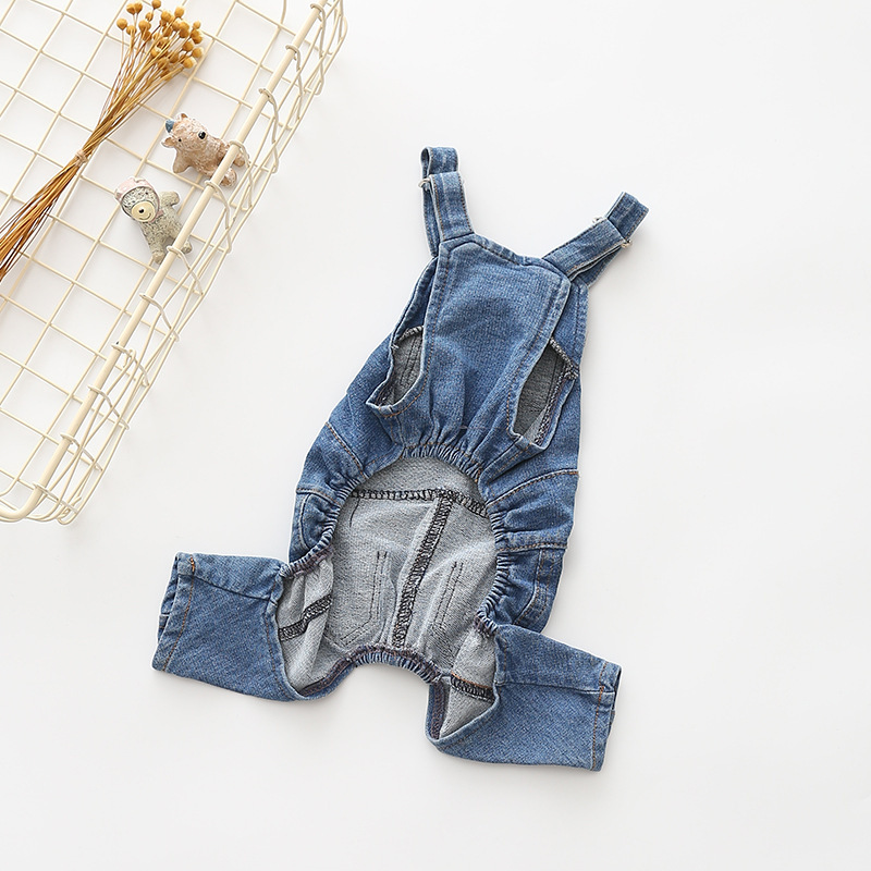 Jeans de Denim Cómodos y Elásticos para Mascotas - Overoles Complejos — imagen 3