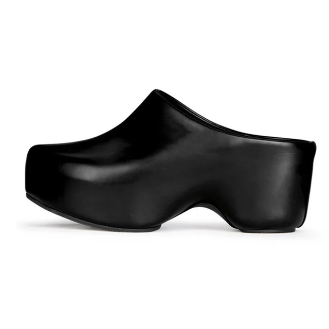 Runway Platform Mules Shoes Women Office Lady Leisure Half Slippers Luxury Designer Thick Bottom Flat Shoes Large — image 8
