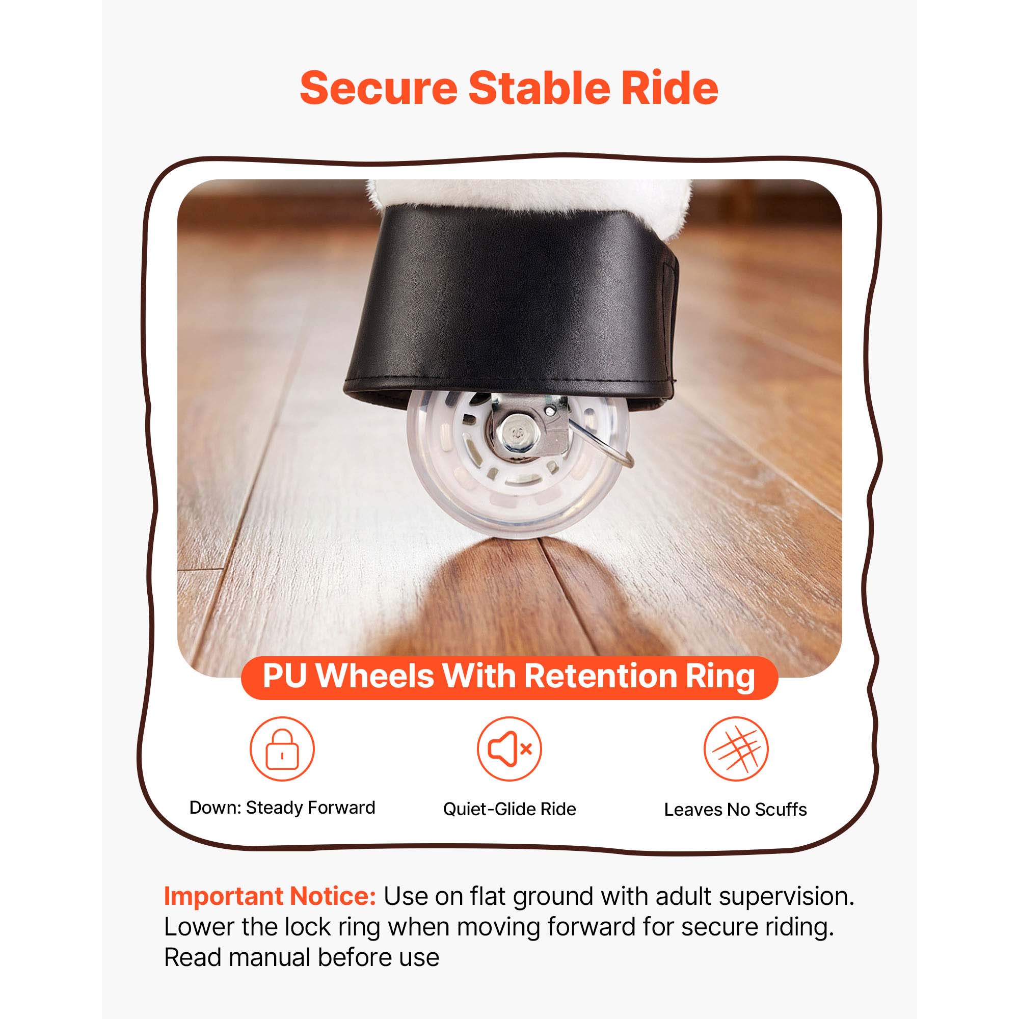 Caballo de Montar para Niños, Juguetes de Equitación sin Batería, Ruedas Suaves con Anillo de Parada Anti-Rollo, Asiento Elevado Actualizado, Manijas, Pedales, Capacidad Máxima 110 lbs para Edades 3-8 — imagen 4