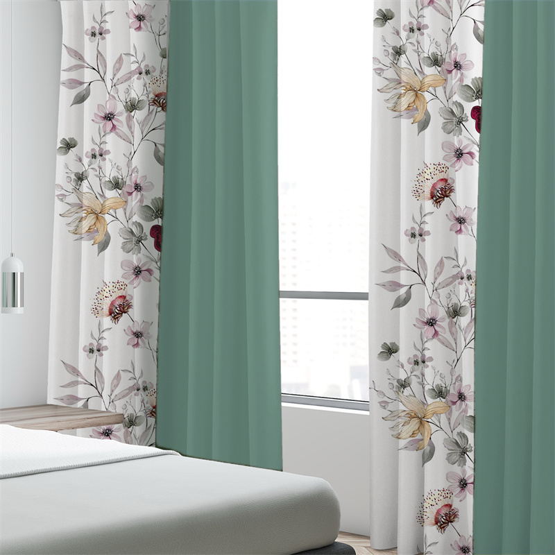 Conjunto de Cortinas de 6 Piezas - Diseño Estadounidense en Verde Salmón y Florales Botánicos con Filtración Suave, Paneles Semi-Transparentes con Topes de Grommet de 4 cm para Ventanas Pet-Friendly de Alta Densidad GSM — imagen 6