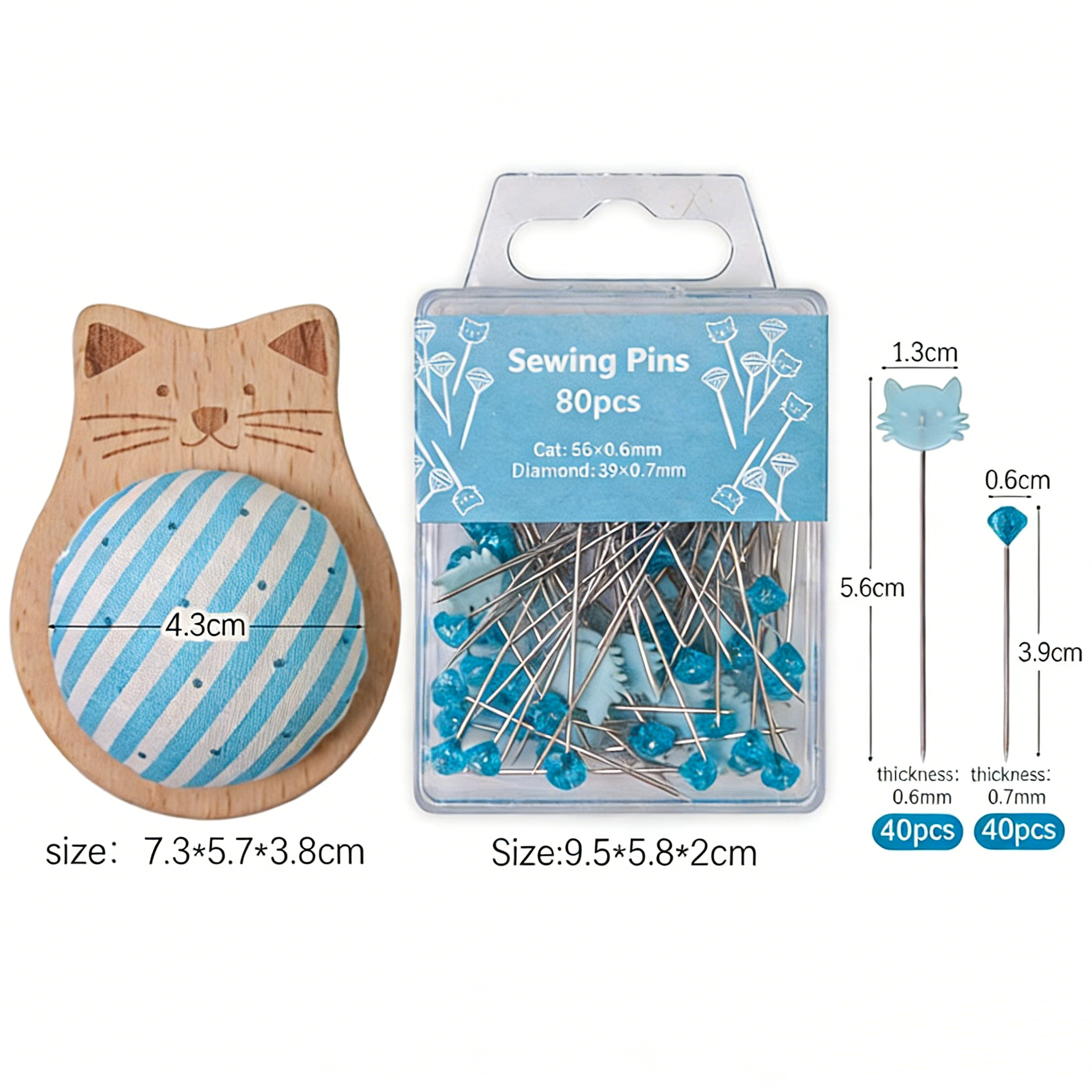 80 Piezas de Alfileres de Posicionamiento con Diamante para Gatos, Costura Manual, Patchwork, Alfileres Fijadores para Posicionamiento de Prendas — imagen 4