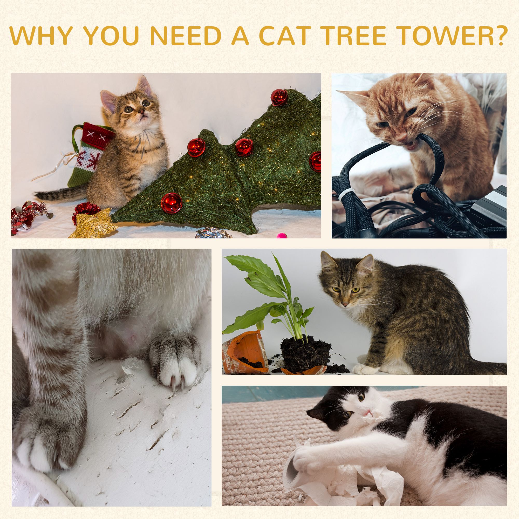 Condominio para Gatos, Escondite de 3 Pisos para Gatos con Almohadilla Rascadora de Sisal — imagen 6