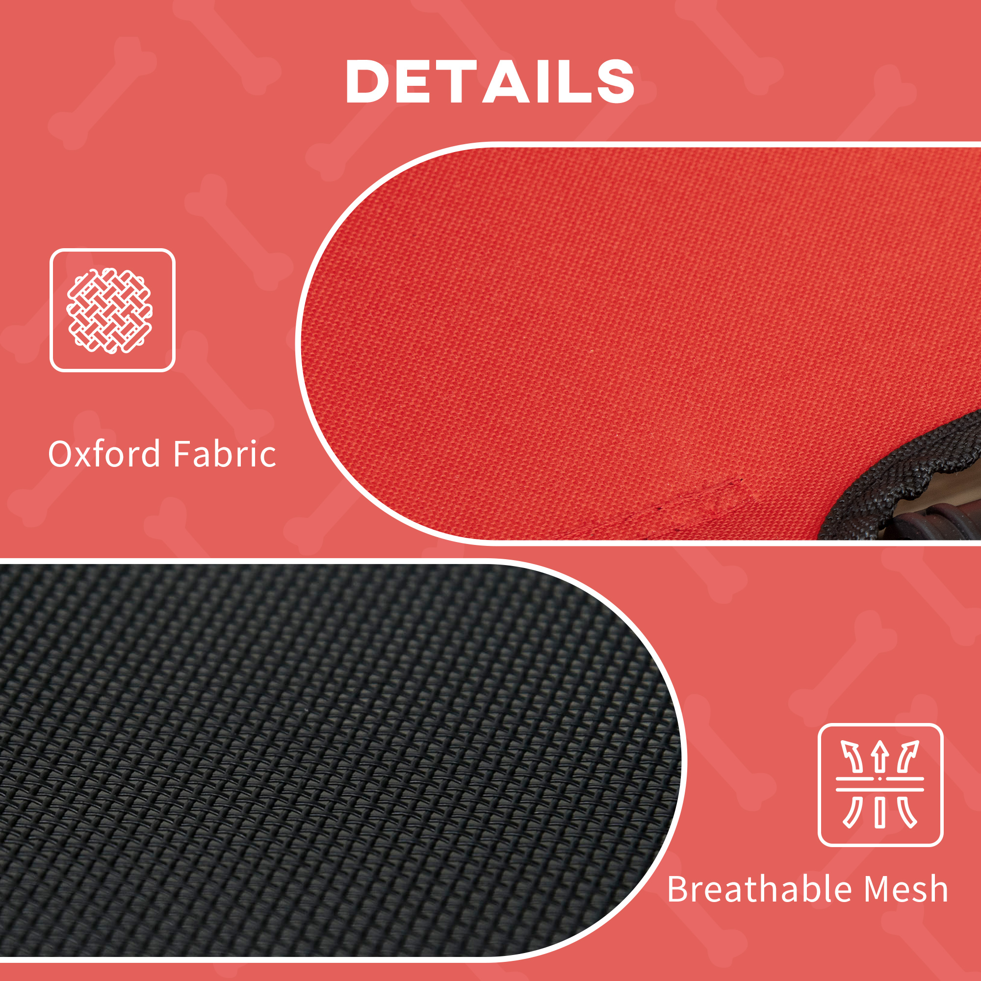 Camastro Portátil Elevado para Perro de 48" x 36" con Toldo de Protección UV, Rojo — imagen 7