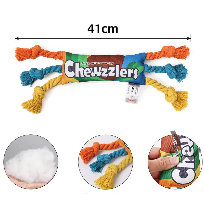 Puppy Dogs Toys Puppy colorful Cotton Chew Rope Knot Toy Durable Braided Dog Toys Dog Cleaning Teeth Braided Bone Rope — image 2