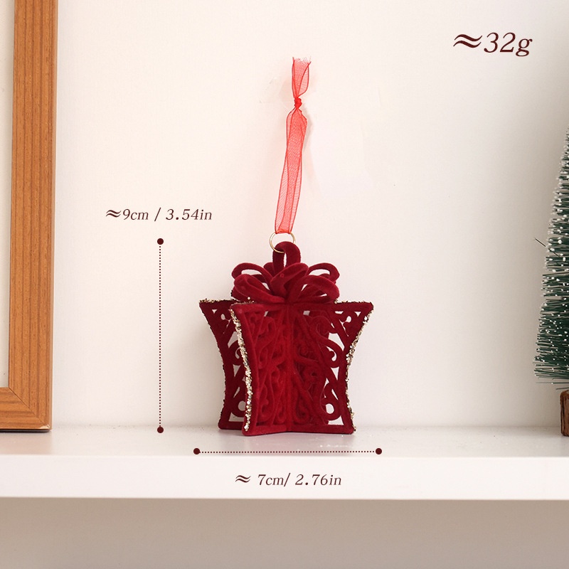 Adorno Navideño de Tela Rojo con Arco y Ciervo para Colgar — imagen 9