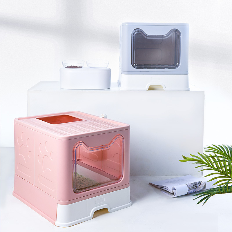 Top-Entry Cat Litter Box Folding Cat Litter Box Independent Packaging Small Volume Fully Enclosed Forward Top-Out Drawer Cat Toilet — image 2