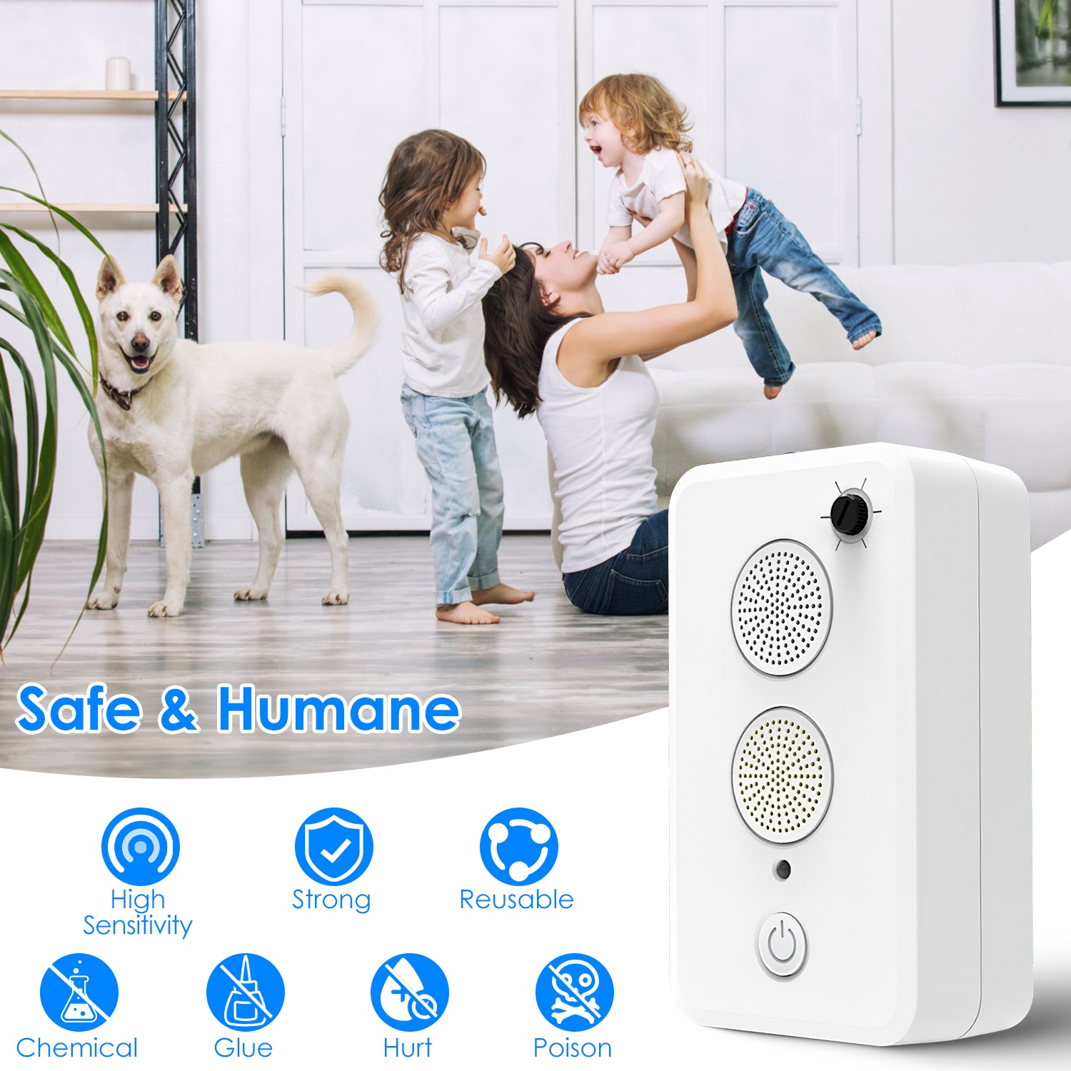 2 o 4 repelentes ultrasónicos recargables para murciélagos, dispositivo disuasivo para interior y exterior contra aves y ratones, con 6 niveles ajustables, para ático, porche y casa — imagen 8