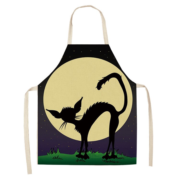 Cat Kitchen Aprons For Women Cotton Linen Bibs Household Cleaning Pinafore Home Cooking Apron kids kitchen barber — image 15