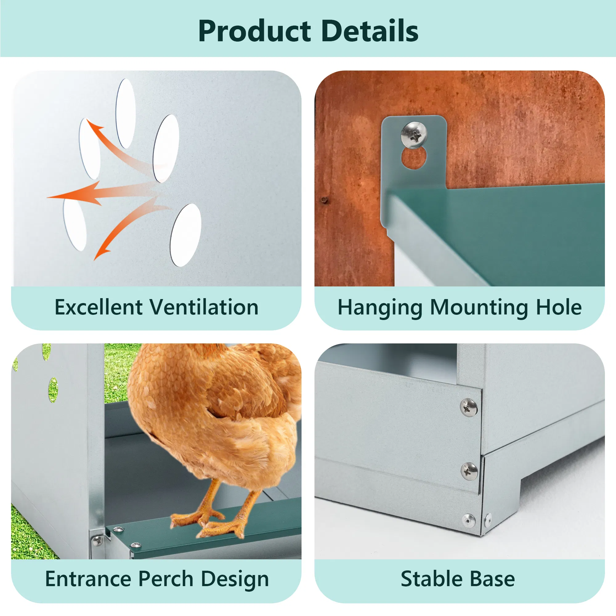 3 Room Metal Chicken Nesting Boxes 3 Compartment Egg Coop — image 2