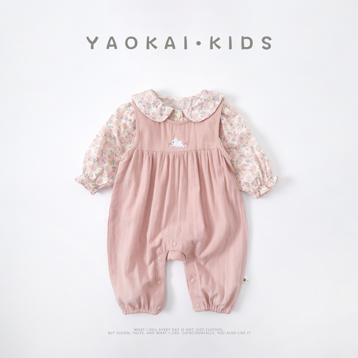 Cute Rabbit Onesie Set for Baby Girls Rabbit Ears Shirt and Bodysuit Two-Piece Outfit — image 3