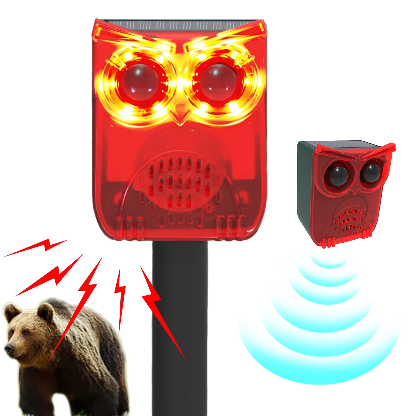 Outdoor Waterproof Solar Outdoor Motion Sensor Alarm Dog Barking & Gunshot Sound Animal Repeller Deter Raccoons Bears and Coyotes — image 6