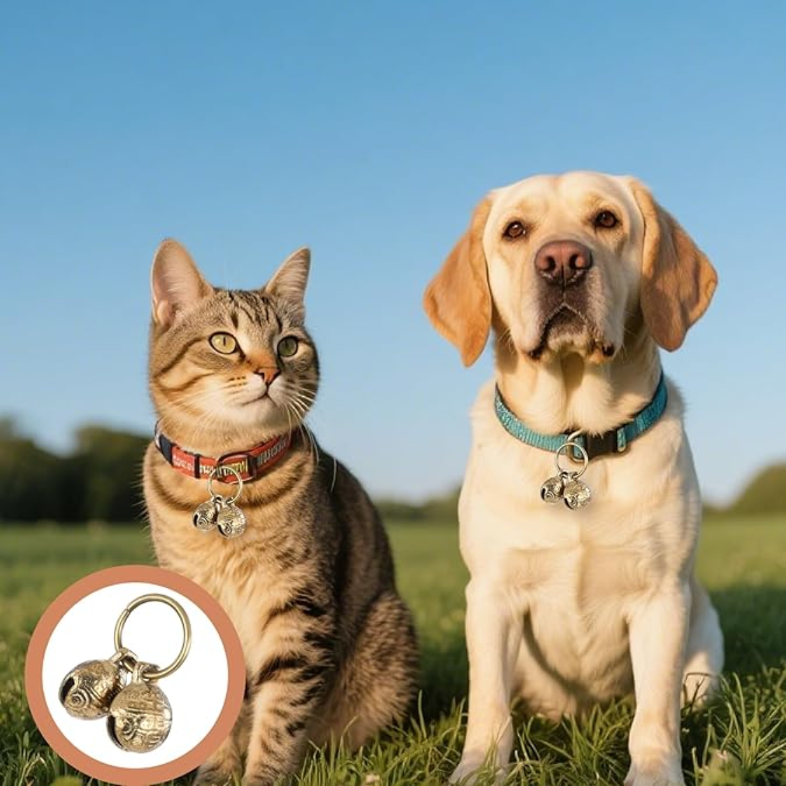 Cascos de Cobre para Collar de Perro 4 Piezas - Sonoros y Anti Pérdida para Mascotas con Ropa de Identificación para Pequeños Perros — imagen 3