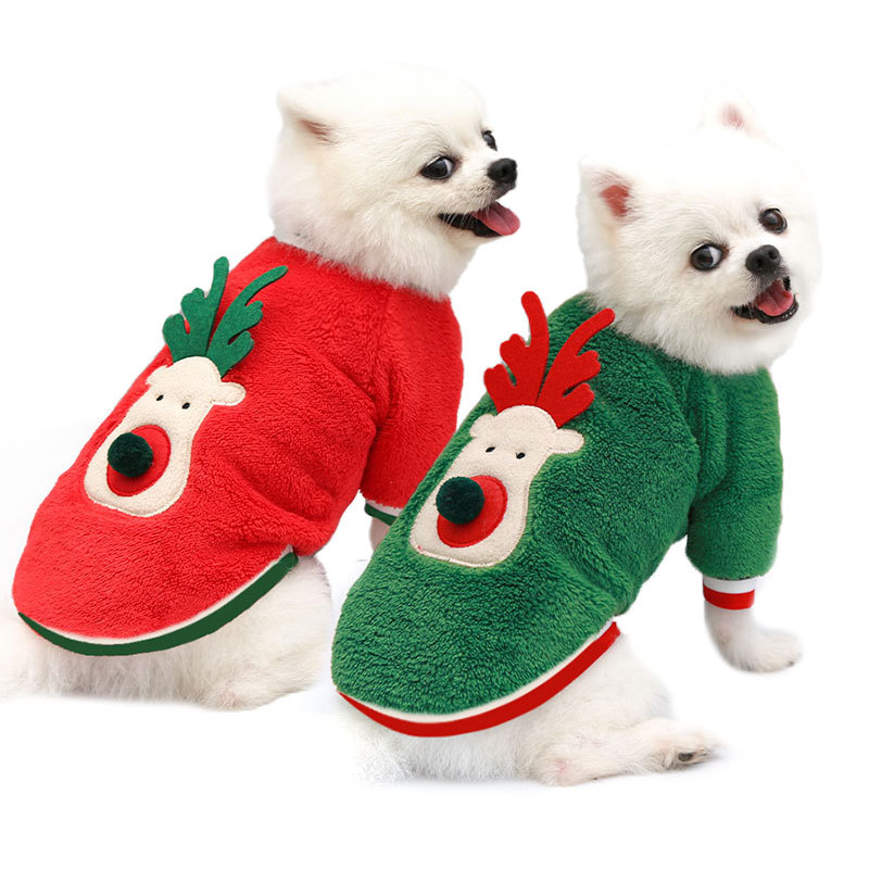 Pet Christmas Clothes Coral Down Dog Sweater Dog Goes Out Christmas Clothes Cats — image 5