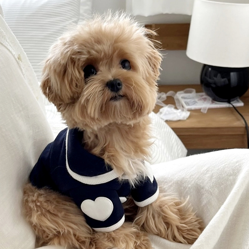 Ropa de mascotas, onesie suave, chaqueta para Bichón, ropa de invierno con corazón, vestidos de perro de dos patas con botones de snap — imagen 3