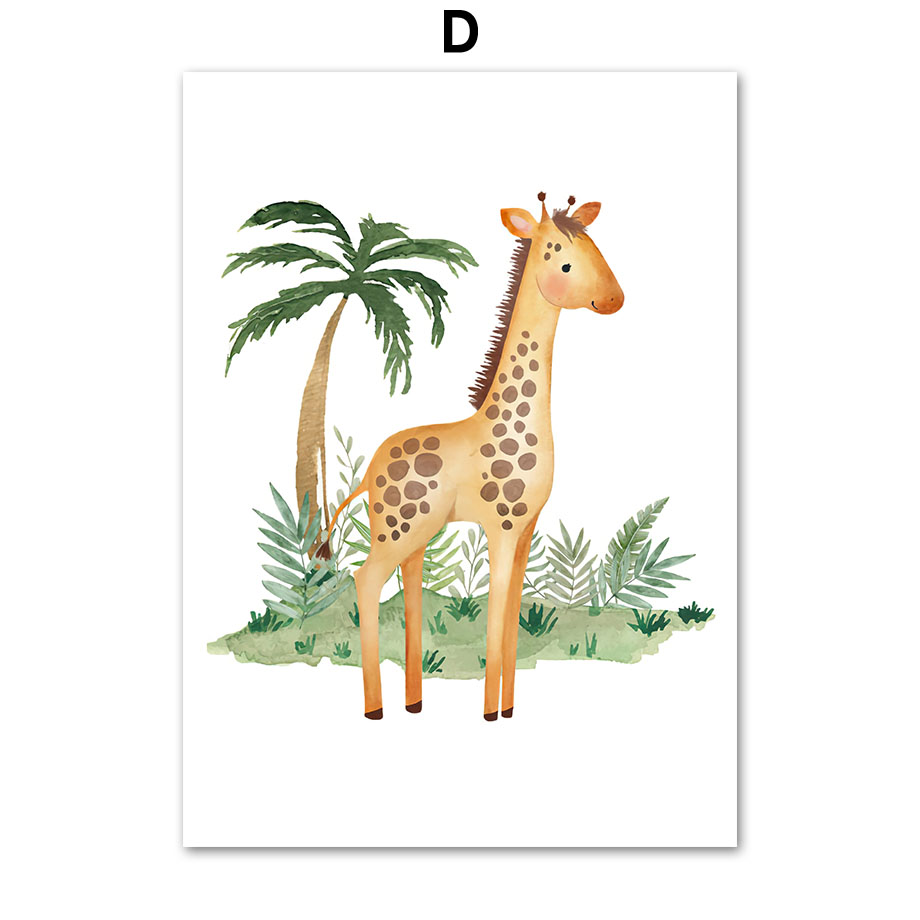 Naturaleza de Selva - Jardín de Animales de León, Elefante y Jirafa en Lienzo de Pared — imagen 4