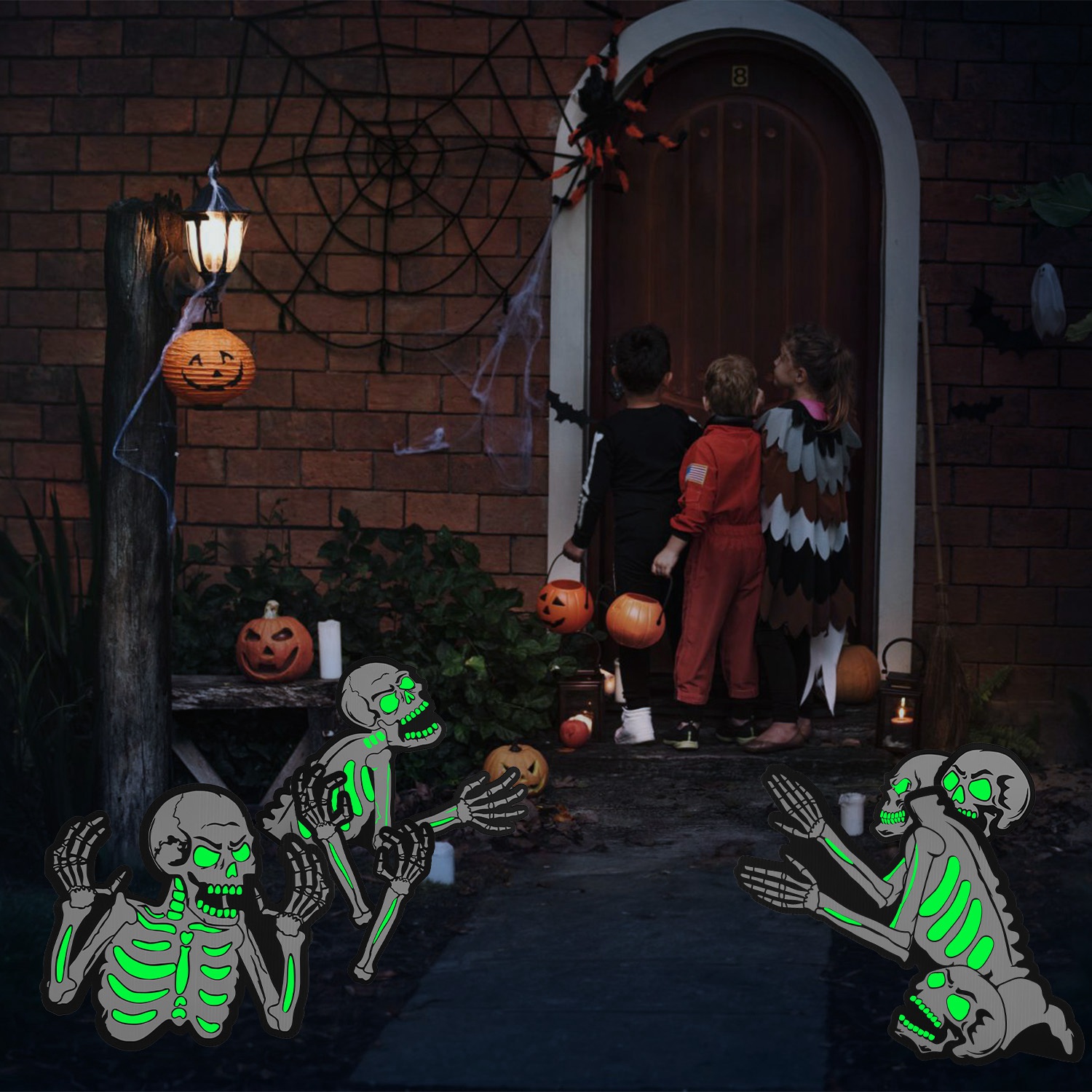 Decoraciones de Jardín para Halloween: 6 Calaveras, 6 Tumbas o 5 Gatos Negros, Brillan en la Oscuridad, para Casa Embrujada, Jardín, Patio y Fiestas de Temática Terrorífica — imagen 16